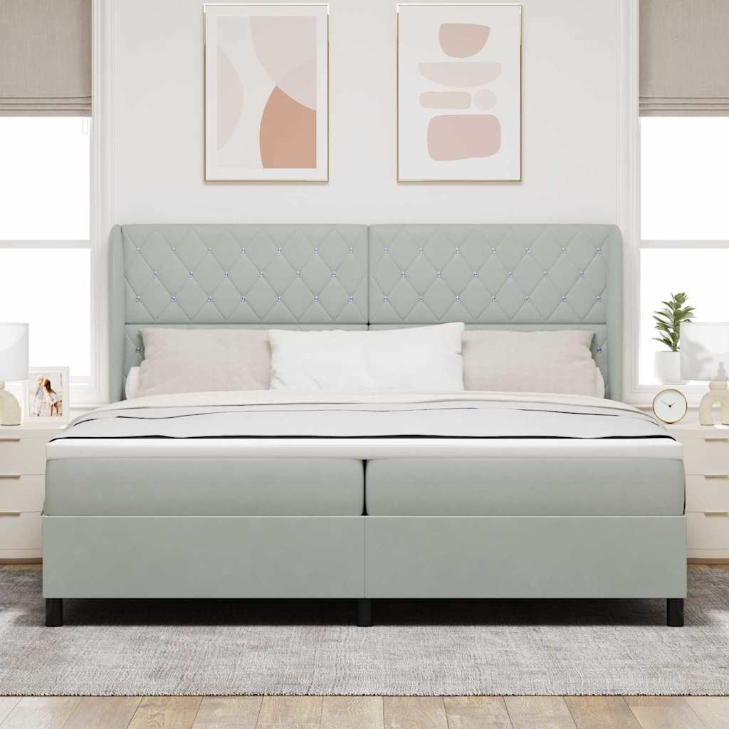 Boxspringbed met matras Lichtgrijs 200 x 200 cm Fluweel is nu te koop bij PeponiXL, paradijselijk wonen!
