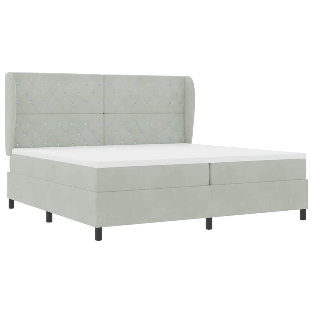 Boxspringbed met matras Lichtgrijs 200 x 200 cm Fluweel is nu te koop bij PeponiXL, paradijselijk wonen!