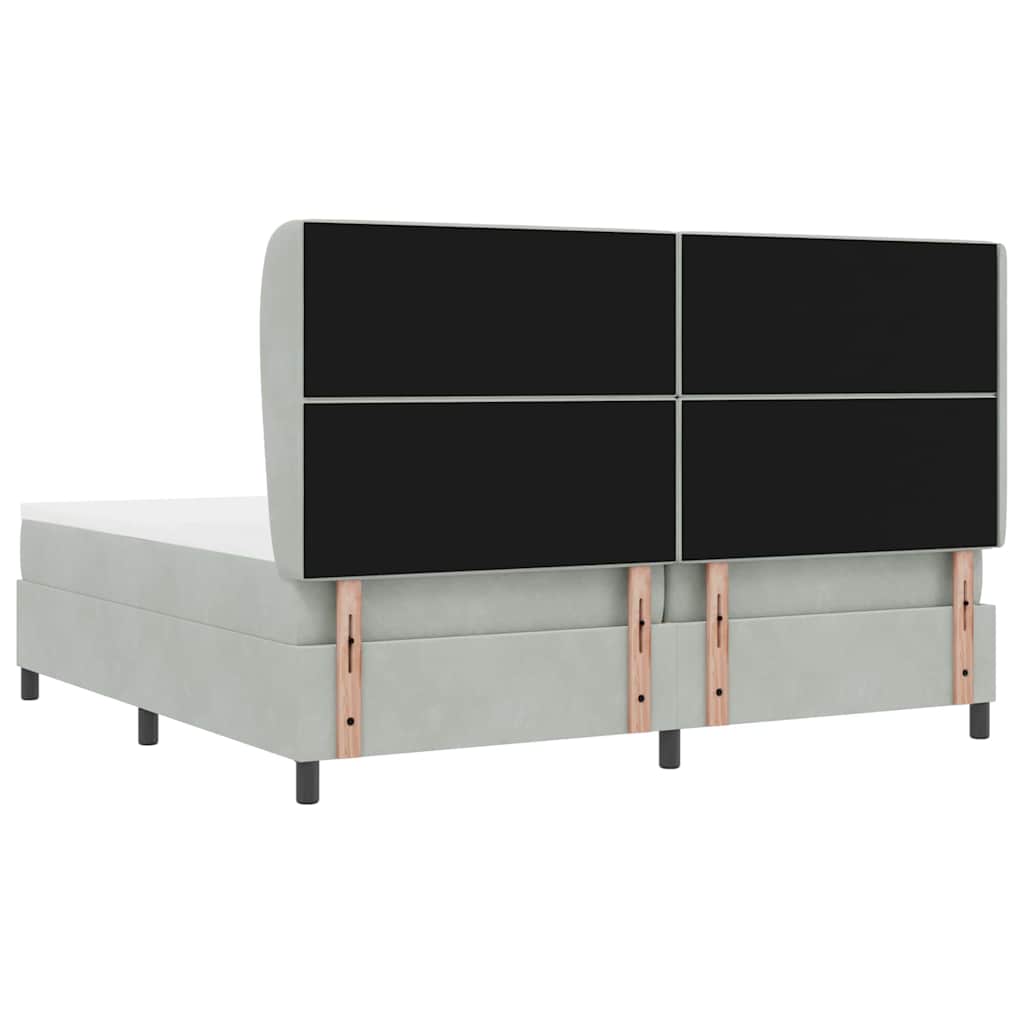 Boxspringbed met matras Lichtgrijs 200 x 200 cm Fluweel is nu te koop bij PeponiXL, paradijselijk wonen!