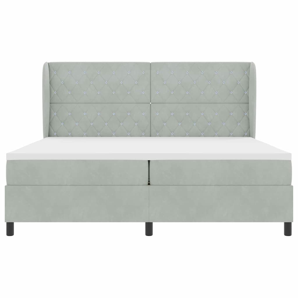 Boxspringbed met matras Lichtgrijs 200 x 200 cm Fluweel is nu te koop bij PeponiXL, paradijselijk wonen!