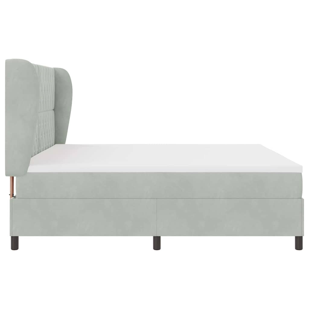 Boxspringbed met matras Lichtgrijs 200 x 200 cm Fluweel is nu te koop bij PeponiXL, paradijselijk wonen!