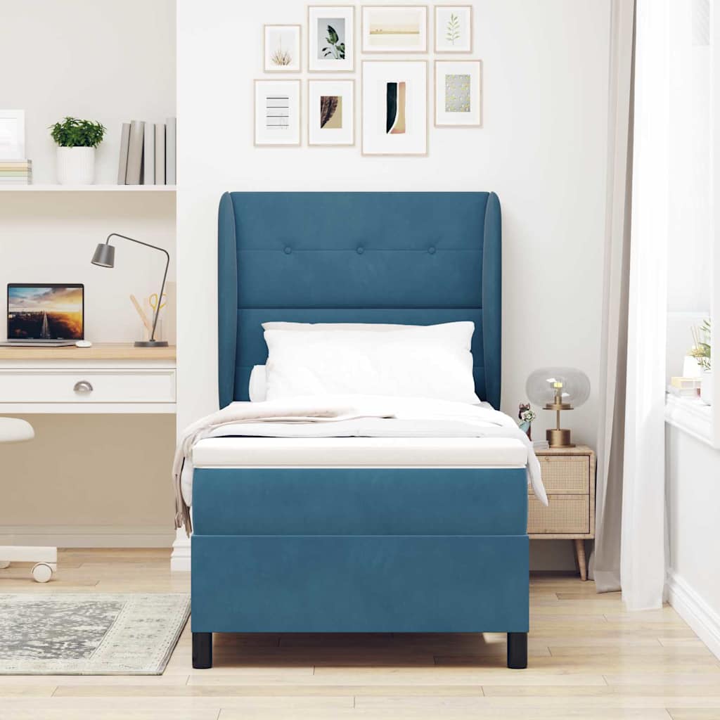 Boxspringbed met matras Donkerblauw 200 x 80 cm Fluweel is nu te koop bij PeponiXL, paradijselijk wonen!