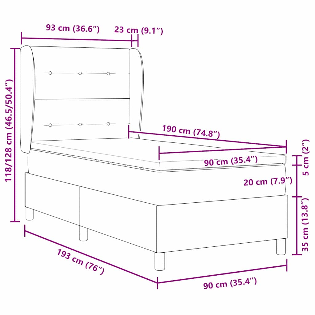 Boxspringbed met hoofdeinde Roze 190 x 90 cm Fluweel