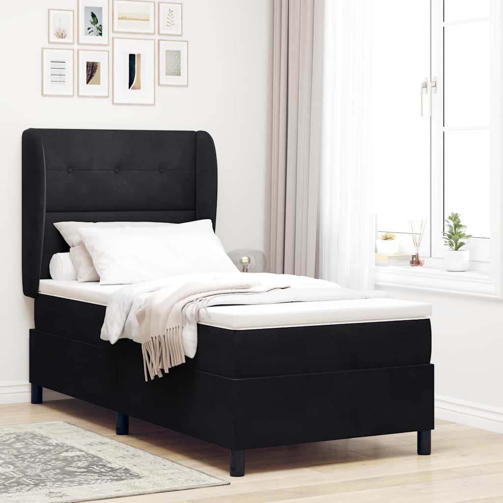 Boxspringbed met matras Zwart 200 x 90 cm Fluweel is nu te koop bij PeponiXL, paradijselijk wonen!