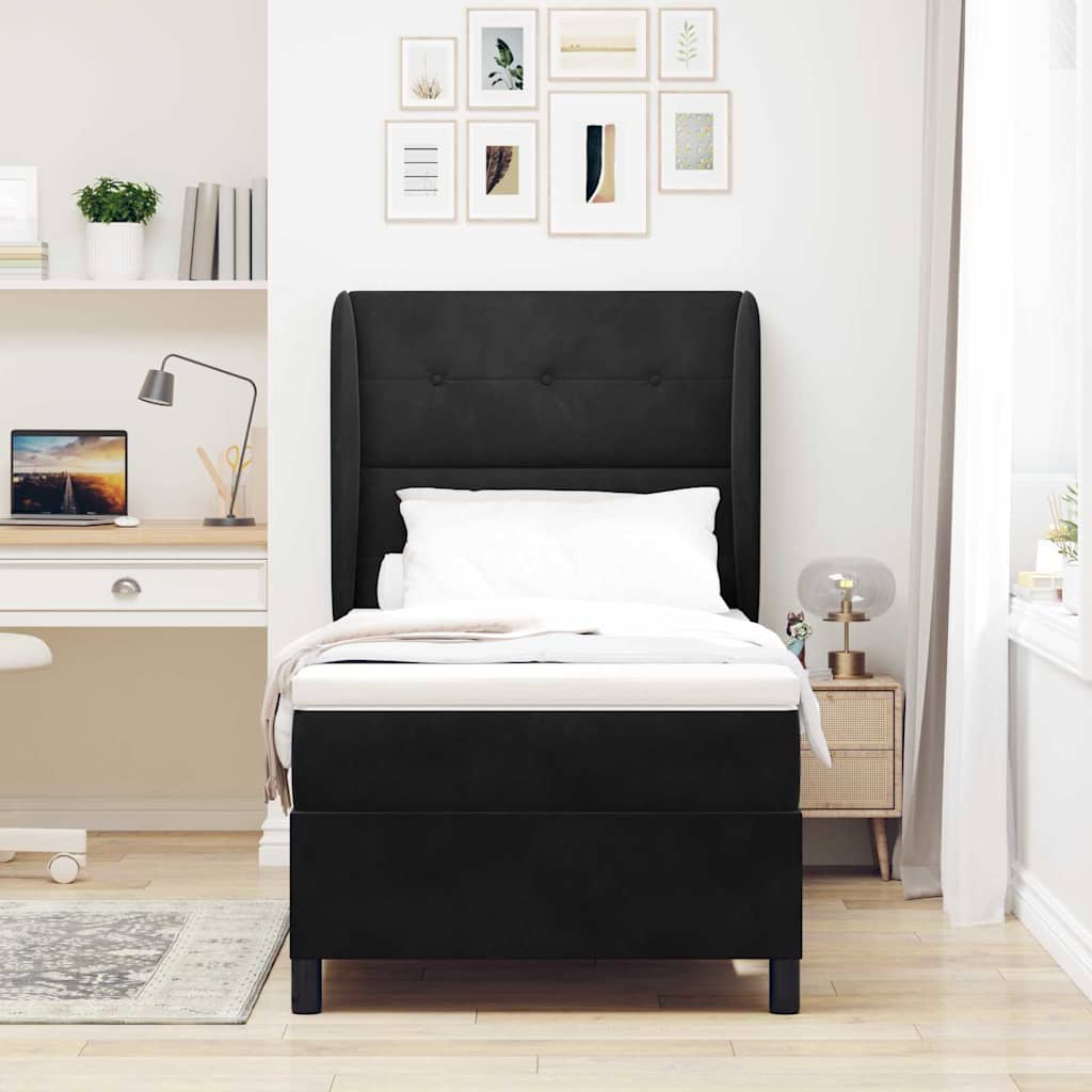 Boxspringbed met matras Zwart 200 x 90 cm Fluweel is nu te koop bij PeponiXL, paradijselijk wonen!