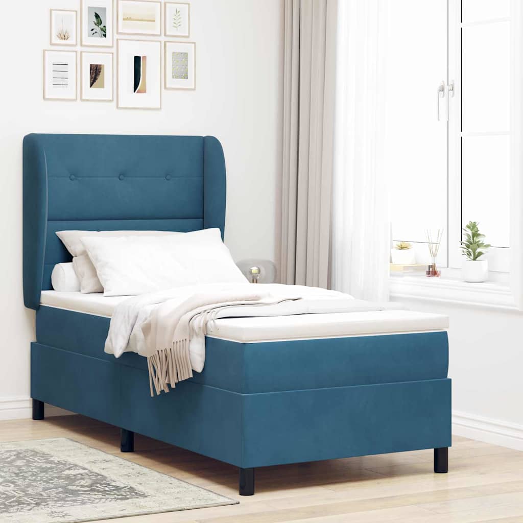 Boxspringbed met matras Donkerblauw 200 x 90 cm Fluweel is nu te koop bij PeponiXL, paradijselijk wonen!