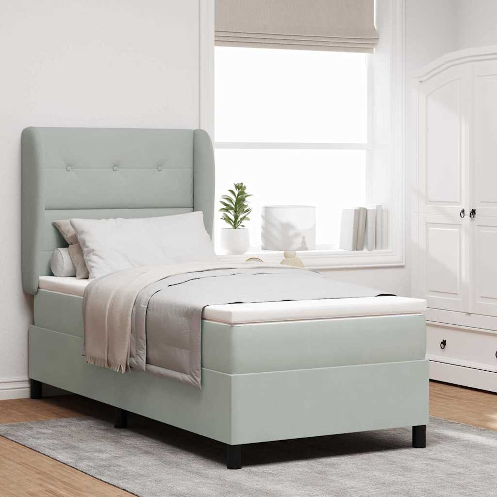 Boxspringbed met matras Lichtgrijs 200 x 100 cm Fluweel is nu te koop bij PeponiXL, paradijselijk wonen!