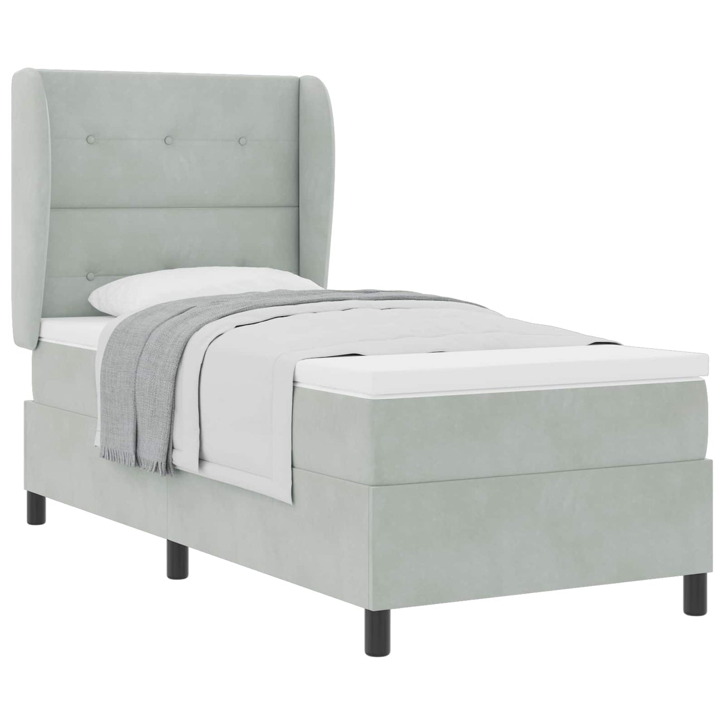 Boxspringbed met matras Lichtgrijs 200 x 100 cm Fluweel is nu te koop bij PeponiXL, paradijselijk wonen!