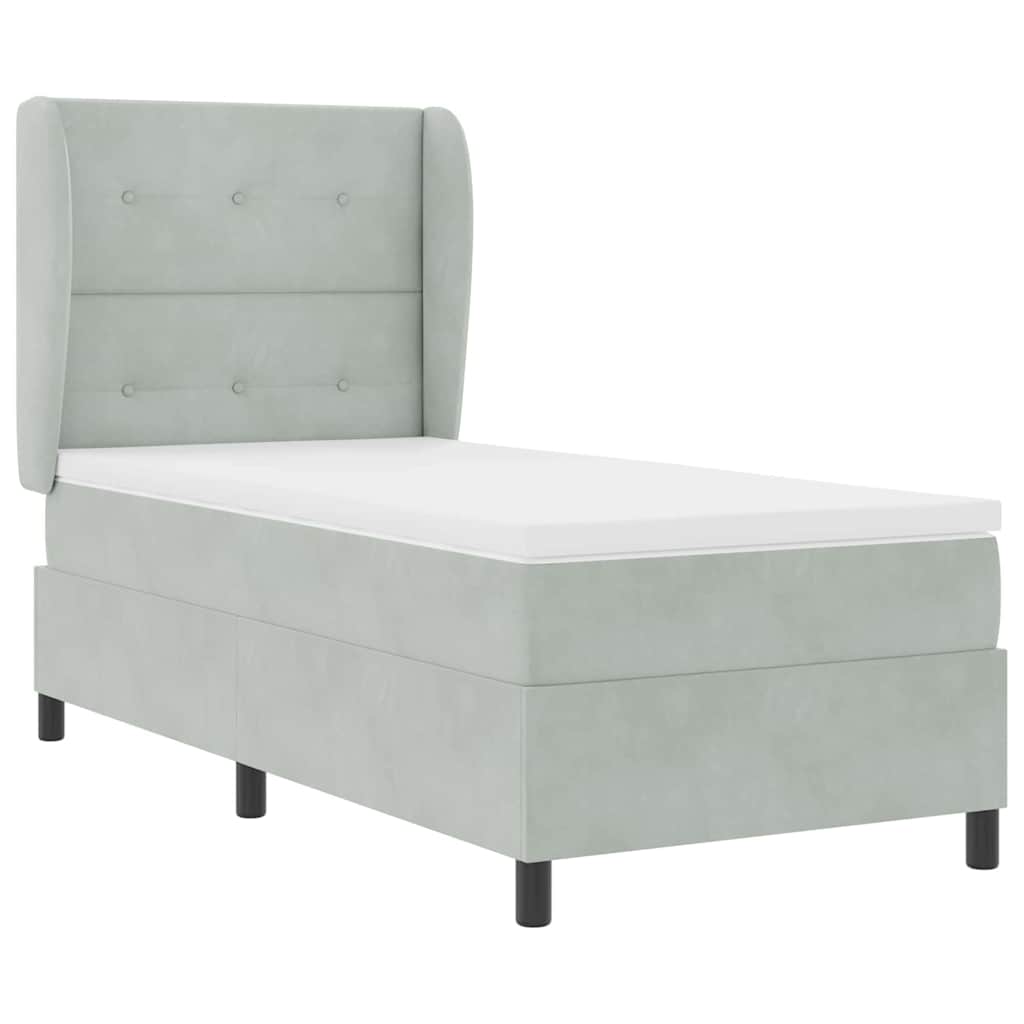 Boxspringbed met matras Lichtgrijs 200 x 100 cm Fluweel is nu te koop bij PeponiXL, paradijselijk wonen!