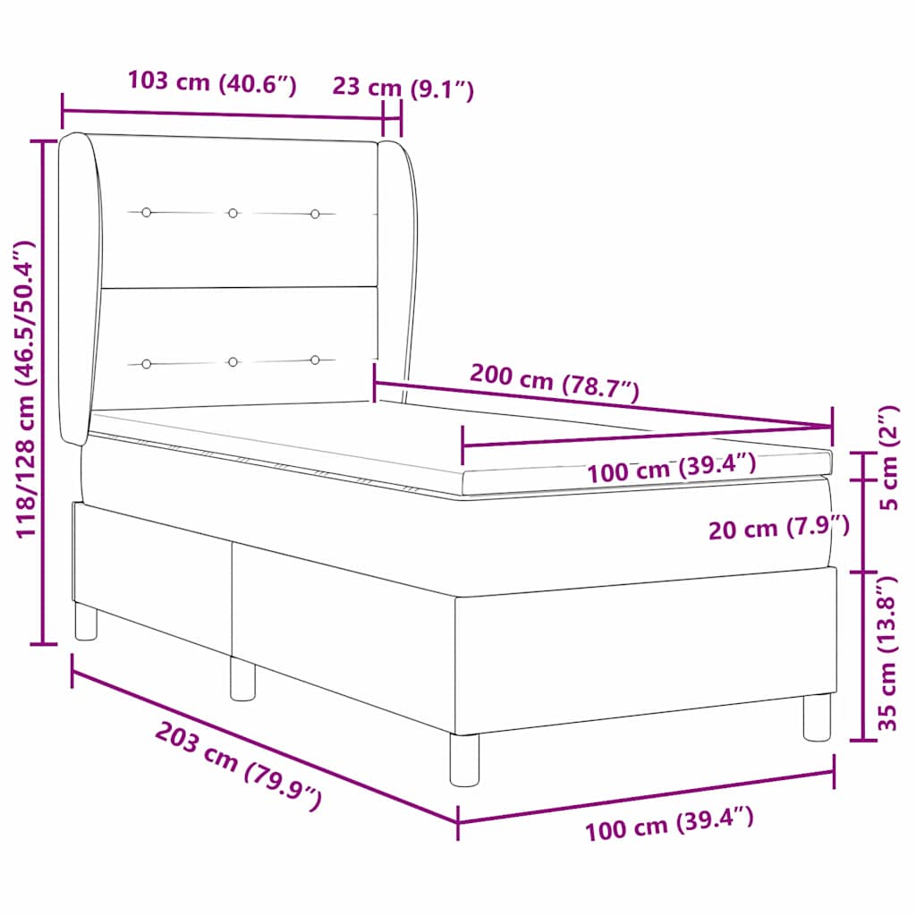 Boxspringbed met matras Donkergrijs 200 x 100 cm Fluweel is nu te koop bij PeponiXL, paradijselijk wonen!