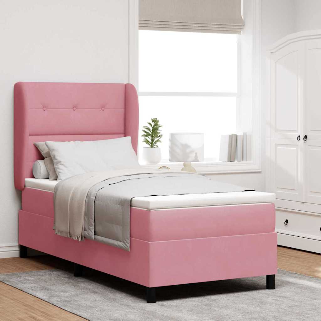 Boxspringbed met matras Roze 200 x 100 cm Fluweel is nu te koop bij PeponiXL, paradijselijk wonen!
