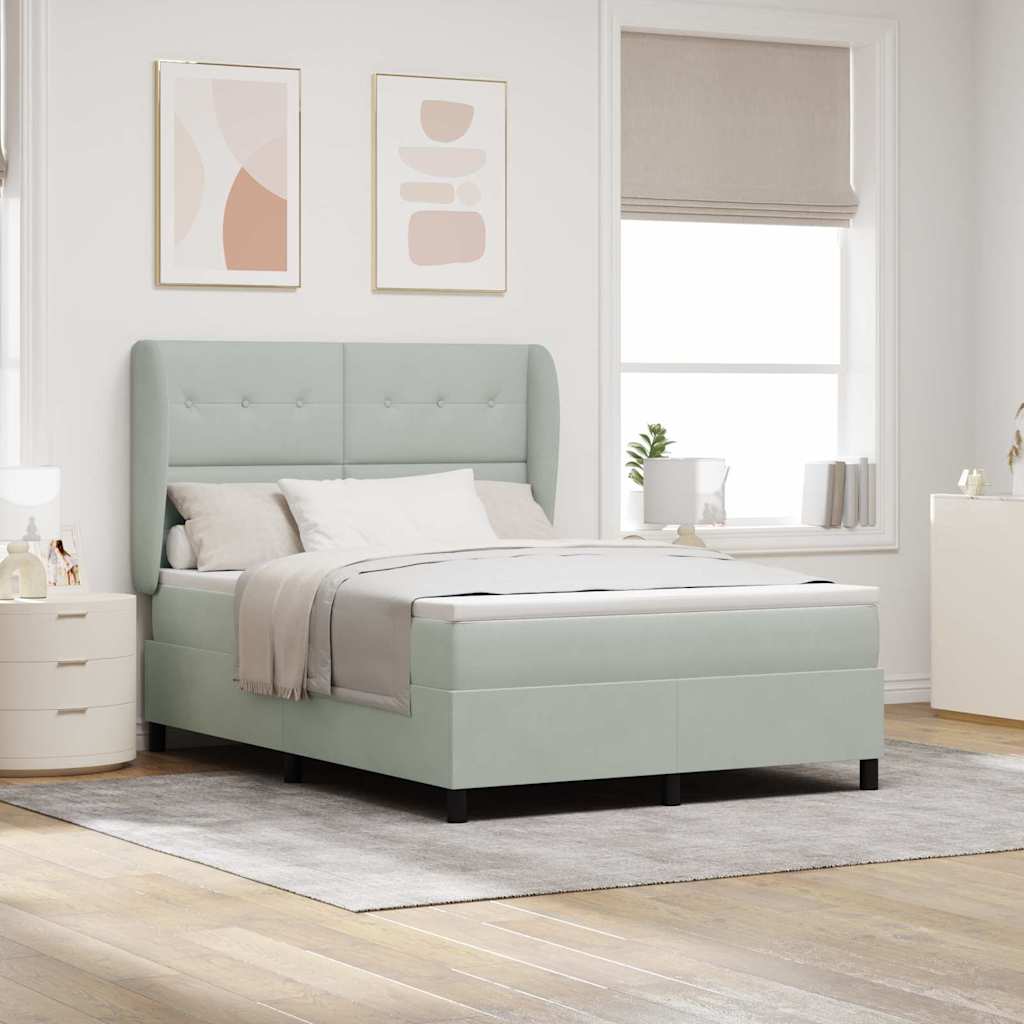 Boxspringbed met matras Lichtgrijs 190 x 140 cm Fluweel is nu te koop bij PeponiXL, paradijselijk wonen!