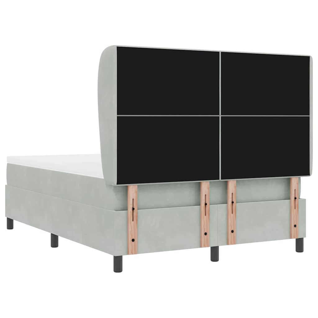 Boxspringbed met matras Lichtgrijs 190 x 140 cm Fluweel is nu te koop bij PeponiXL, paradijselijk wonen!