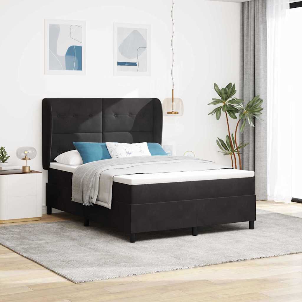 Boxspringbed met matras Zwart 190 x 140 cm Fluweel is nu te koop bij PeponiXL, paradijselijk wonen!