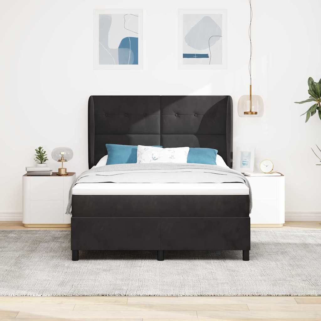 Boxspringbed met matras Zwart 190 x 140 cm Fluweel is nu te koop bij PeponiXL, paradijselijk wonen!