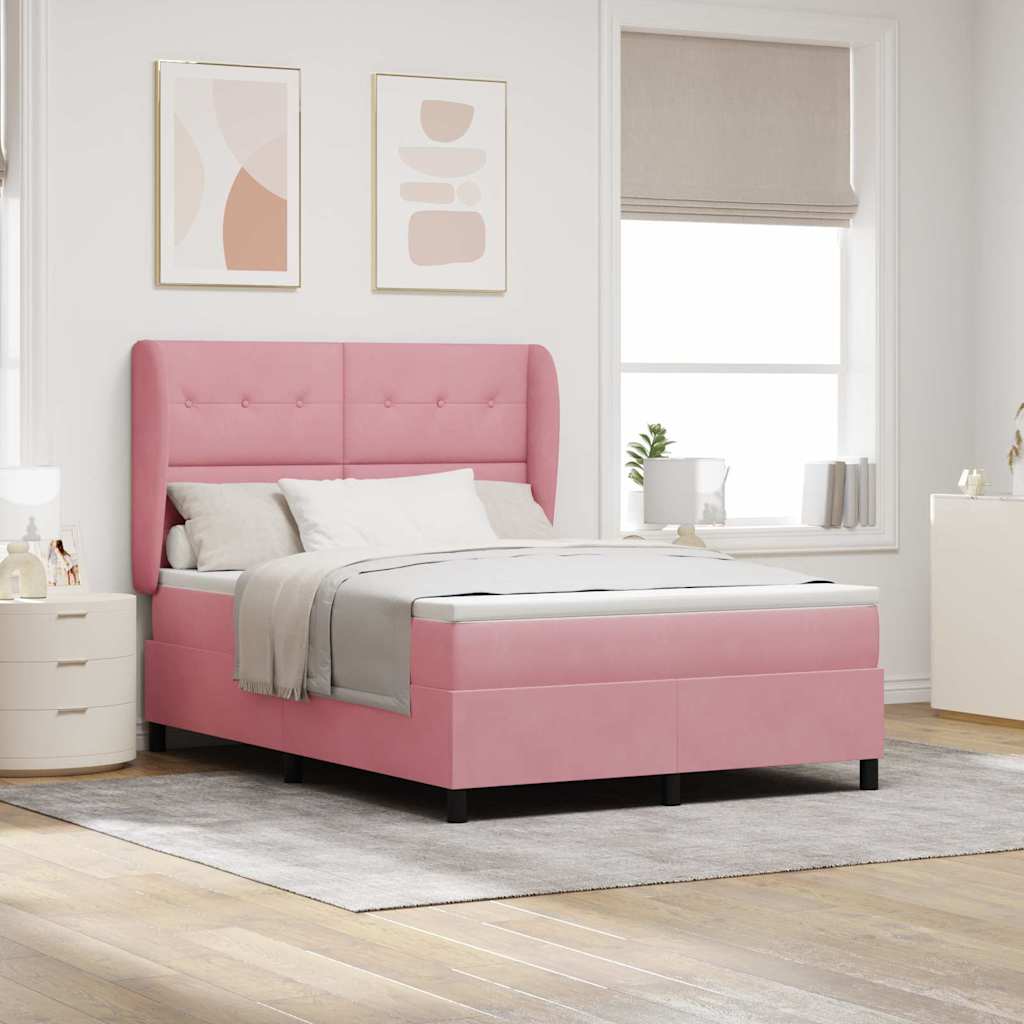 Boxspringbed met matras Roze 190 x 140 cm Fluweel is nu te koop bij PeponiXL, paradijselijk wonen!