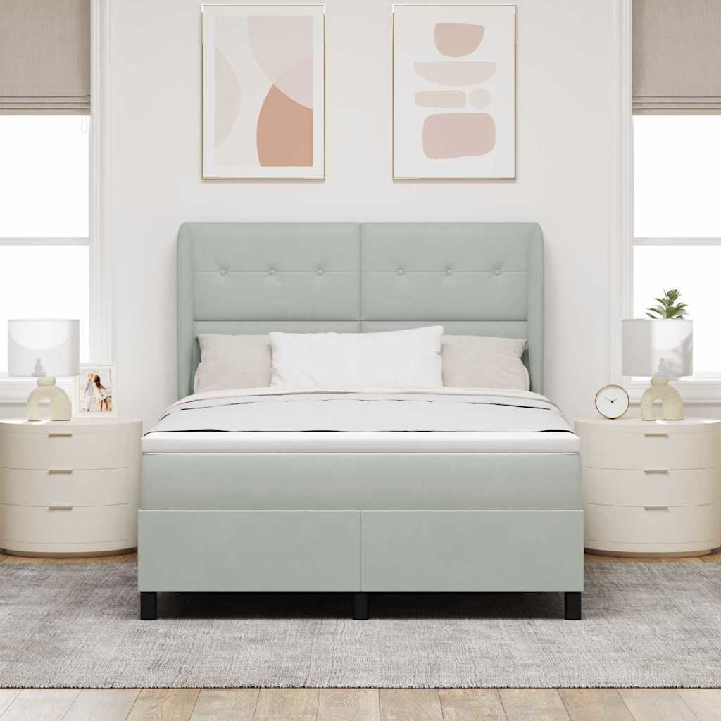 Boxspringbed met matras Lichtgrijs 200 x 140 cm Fluweel is nu te koop bij PeponiXL, paradijselijk wonen!