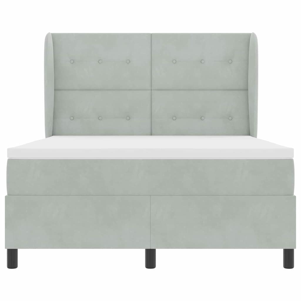 Boxspringbed met matras Lichtgrijs 200 x 140 cm Fluweel is nu te koop bij PeponiXL, paradijselijk wonen!