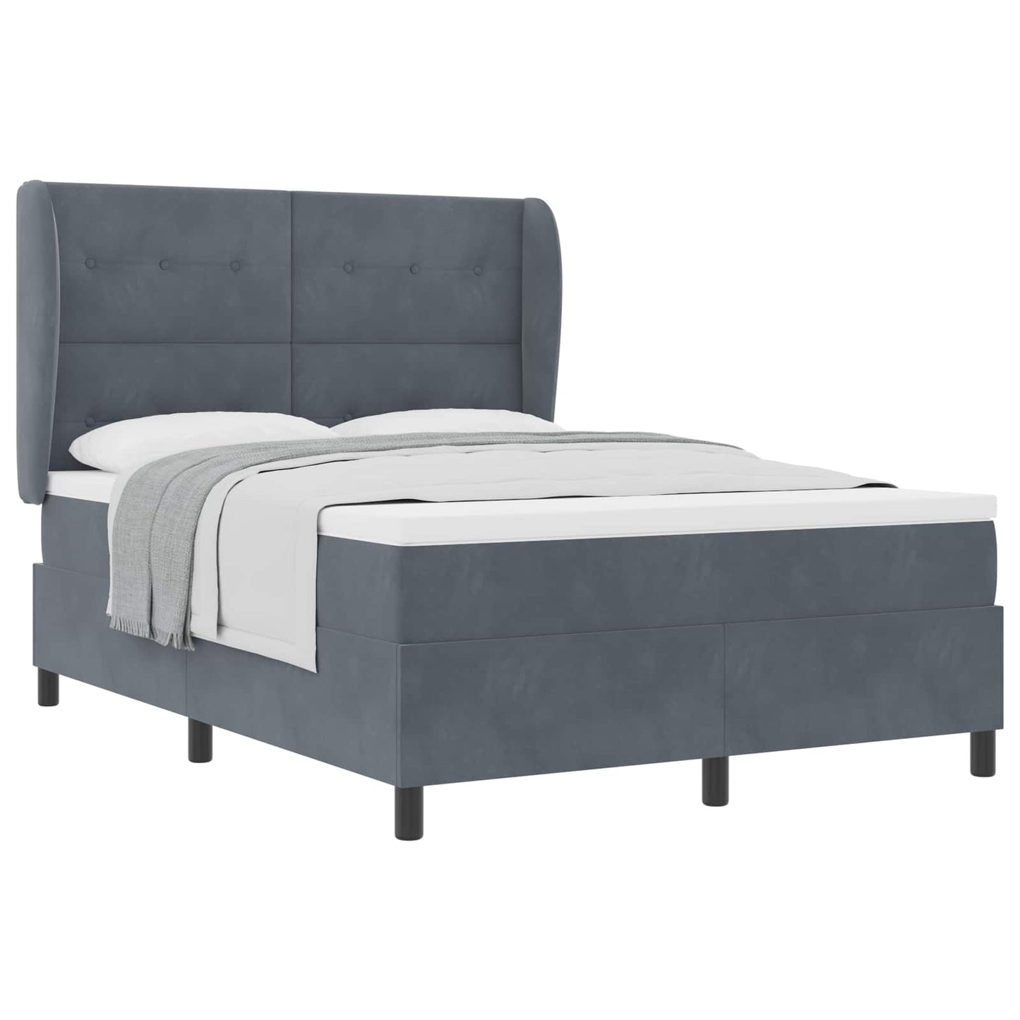 Boxspringbed met matras Donkergrijs 200 x 140 cm Fluweel is nu te koop bij PeponiXL, paradijselijk wonen!