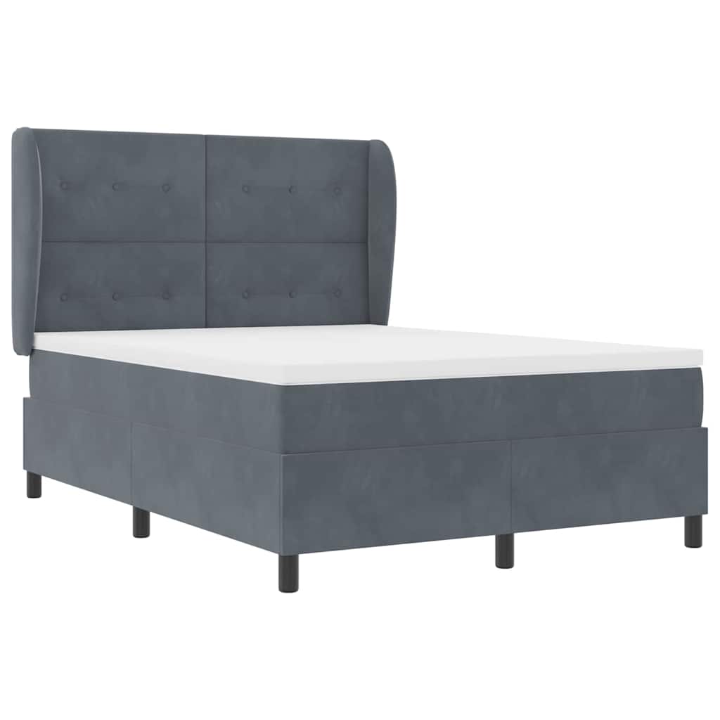Boxspringbed met matras Donkergrijs 200 x 140 cm Fluweel is nu te koop bij PeponiXL, paradijselijk wonen!