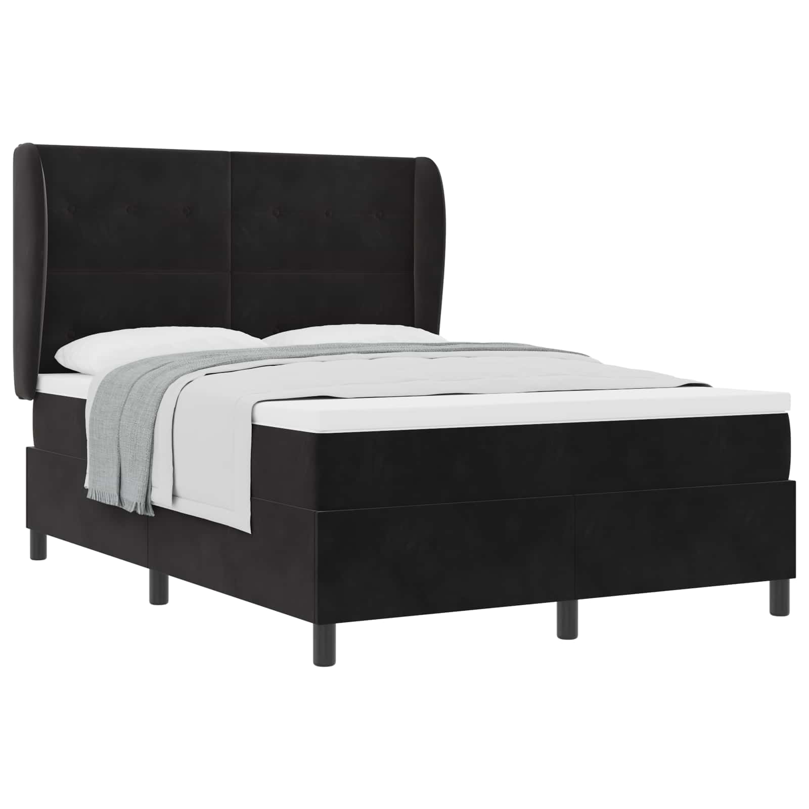 Boxspringbed met matras Zwart 200 x 140 cm Fluweel is nu te koop bij PeponiXL, paradijselijk wonen!
