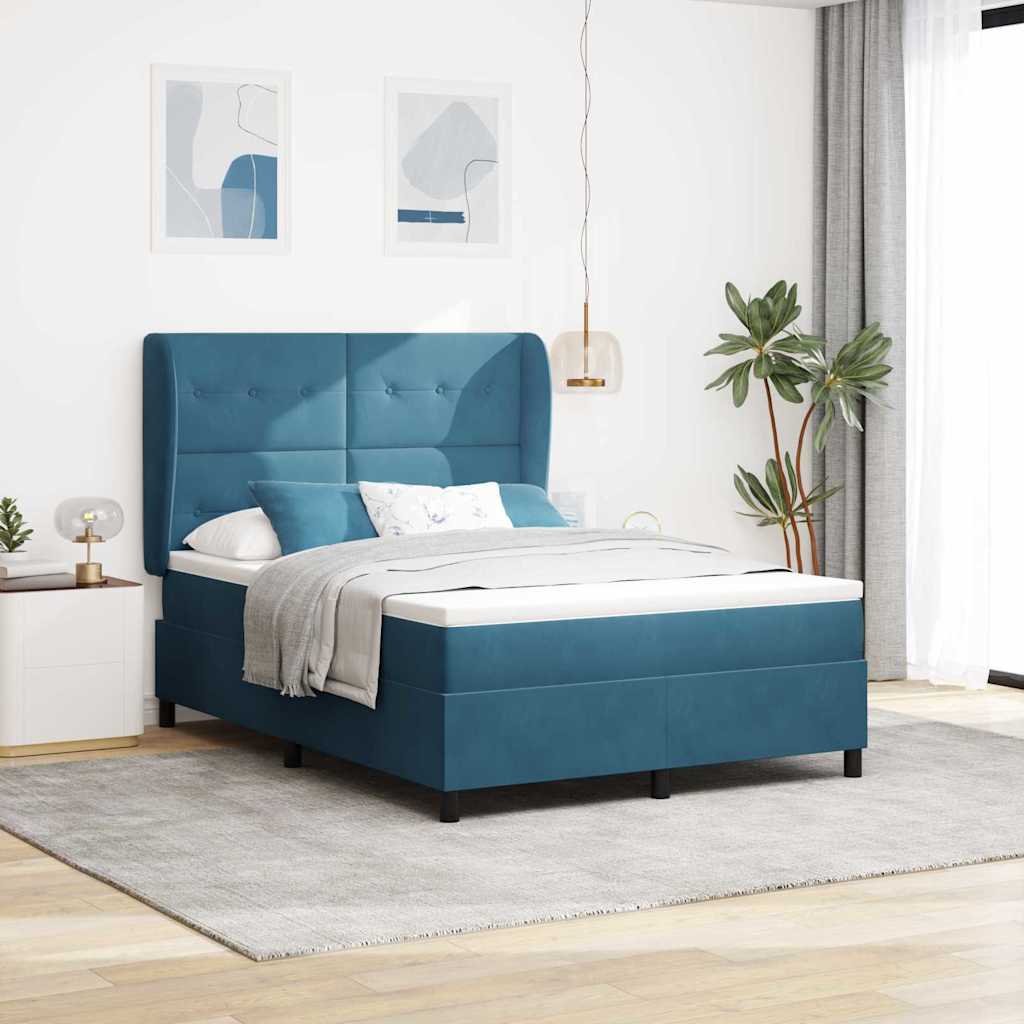 Boxspringbed met matras Donkerblauw 200 x 140 cm Fluweel is nu te koop bij PeponiXL, paradijselijk wonen!