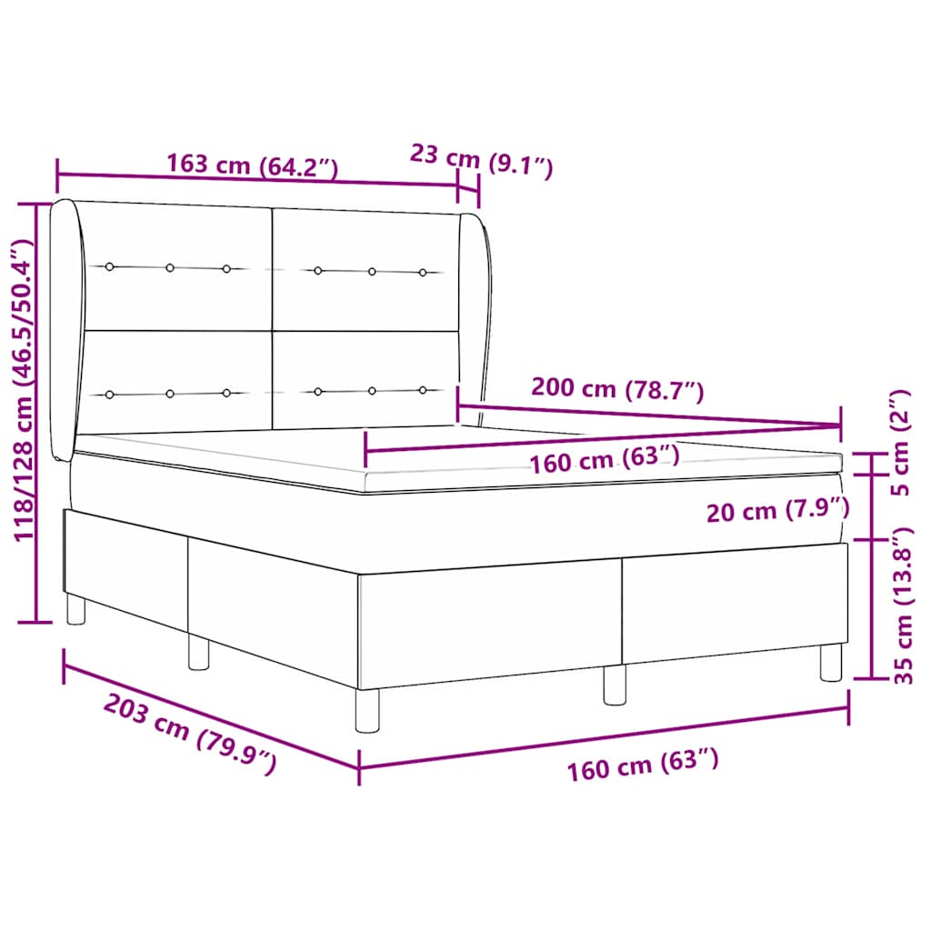 Boxspringbed met matras Donkerblauw 200 x 160 cm Fluweel is nu te koop bij PeponiXL, paradijselijk wonen!