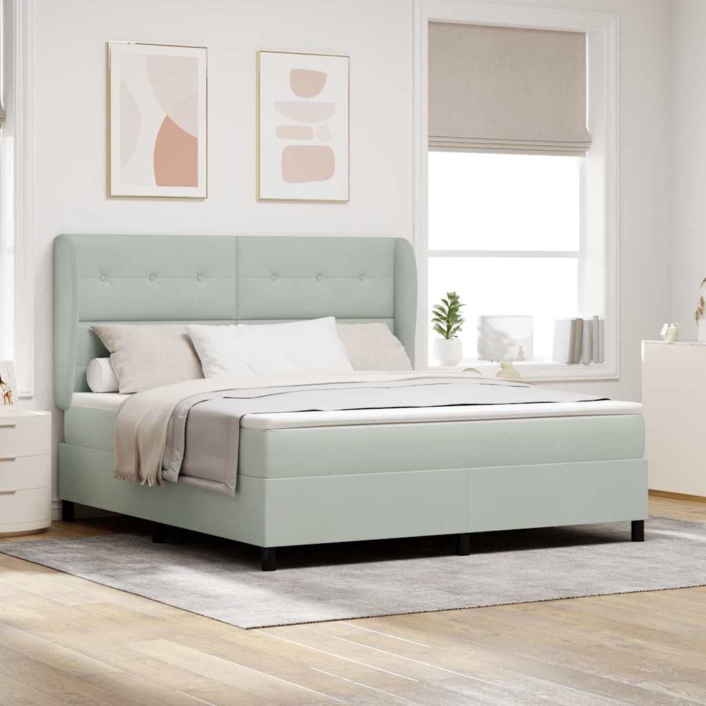 Boxspringbed met matras Lichtgrijs 200 x 180 cm Fluweel is nu te koop bij PeponiXL, paradijselijk wonen!