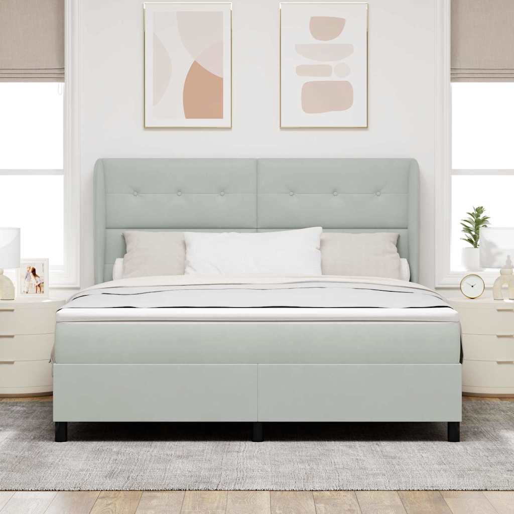 Boxspringbed met matras Lichtgrijs 200 x 180 cm Fluweel is nu te koop bij PeponiXL, paradijselijk wonen!