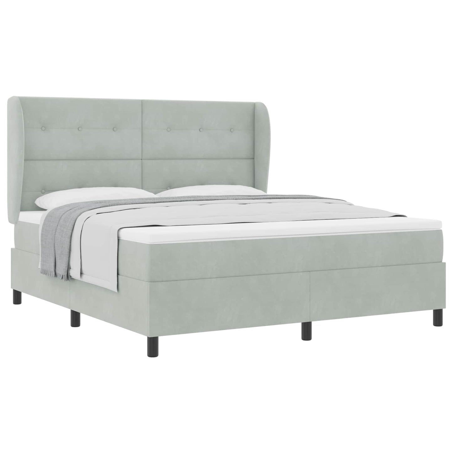 Boxspringbed met matras Lichtgrijs 200 x 180 cm Fluweel is nu te koop bij PeponiXL, paradijselijk wonen!