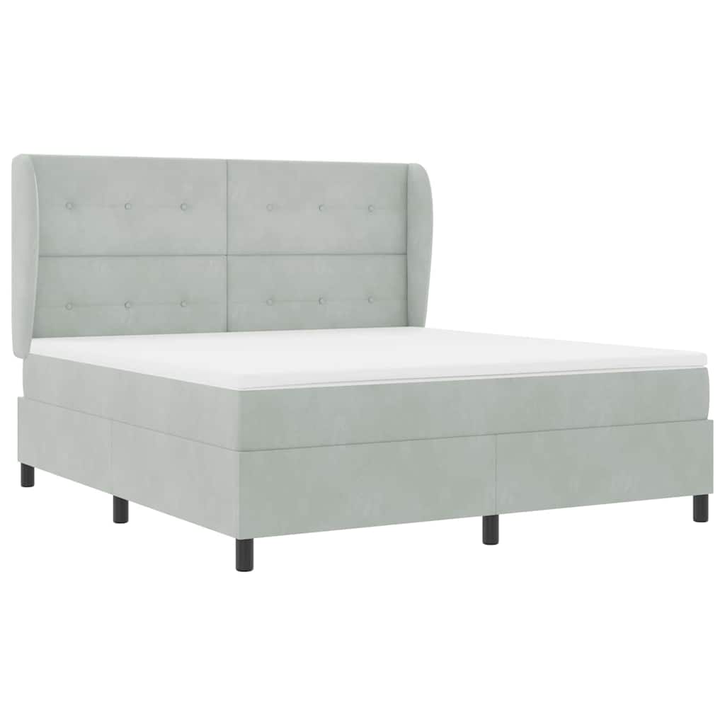 Boxspringbed met matras Lichtgrijs 200 x 180 cm Fluweel is nu te koop bij PeponiXL, paradijselijk wonen!
