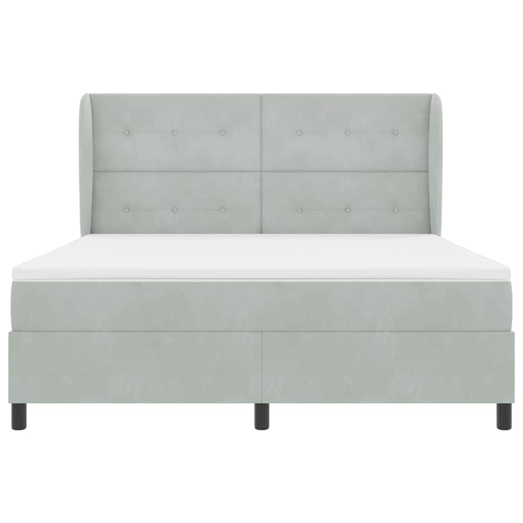 Boxspringbed met matras Lichtgrijs 200 x 180 cm Fluweel is nu te koop bij PeponiXL, paradijselijk wonen!