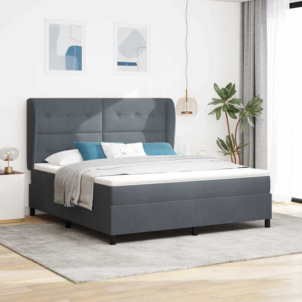 Boxspringbed met matras Donkergrijs 200 x 180 cm Fluweel is nu te koop bij PeponiXL, paradijselijk wonen!