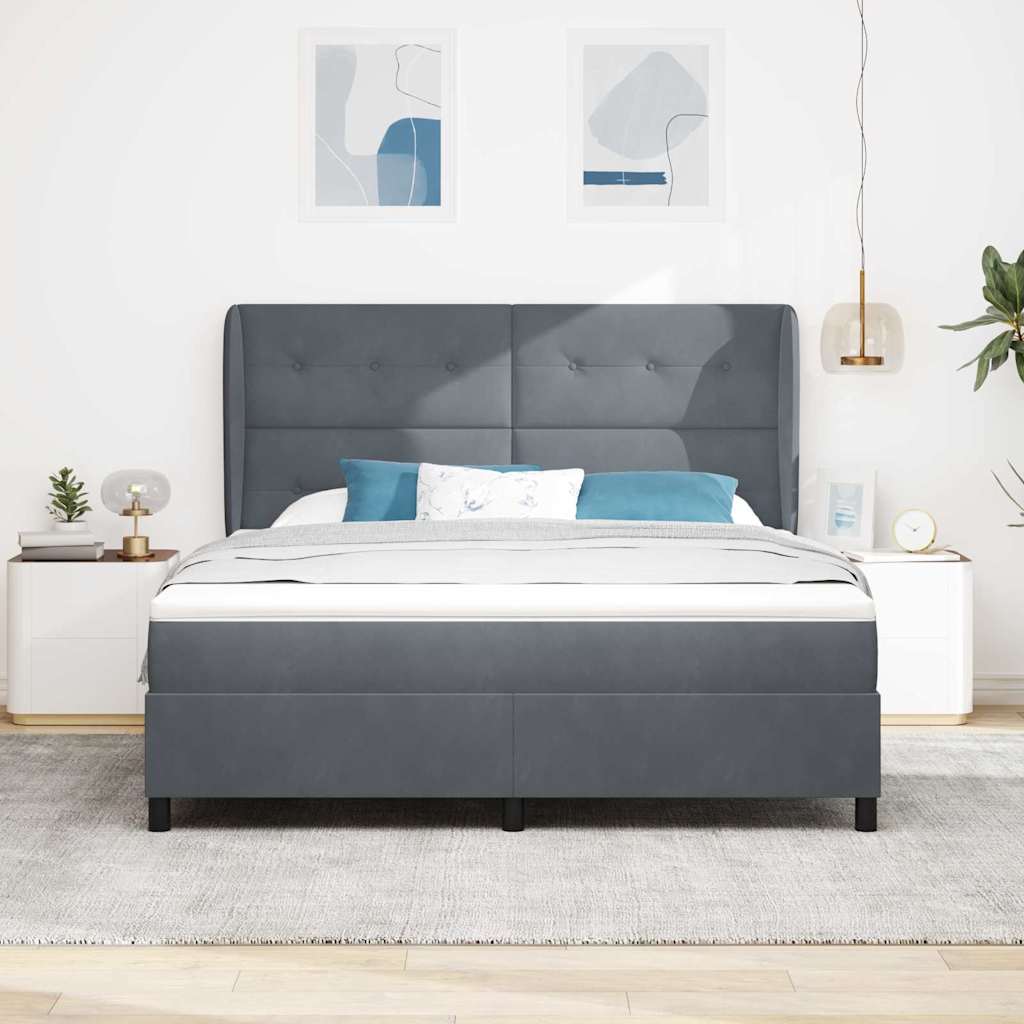 Boxspringbed met matras Donkergrijs 200 x 180 cm Fluweel is nu te koop bij PeponiXL, paradijselijk wonen!