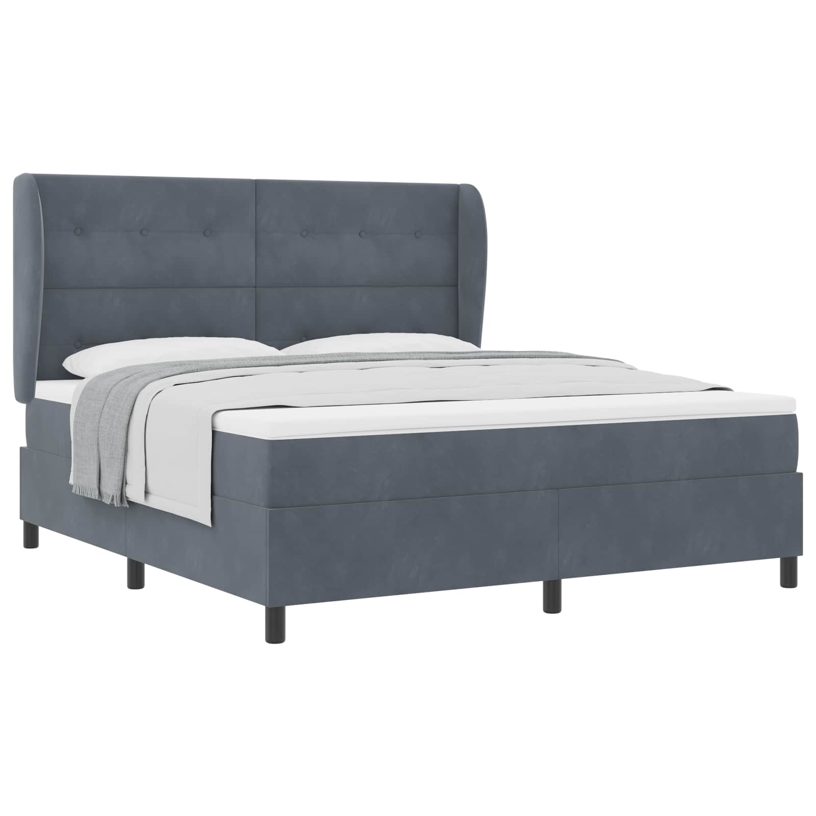 Boxspringbed met matras Donkergrijs 200 x 180 cm Fluweel is nu te koop bij PeponiXL, paradijselijk wonen!