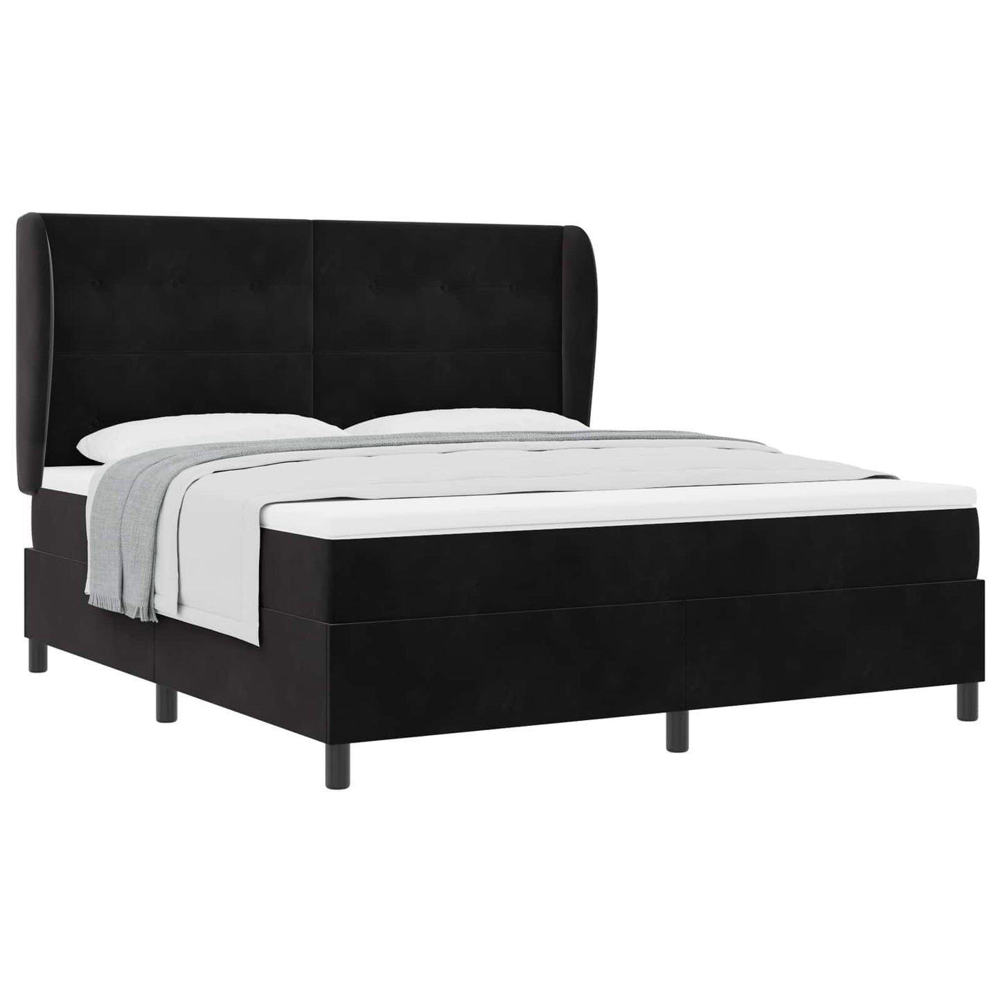 Boxspringbed met matras Zwart 200 x 180 cm Fluweel is nu te koop bij PeponiXL, paradijselijk wonen!