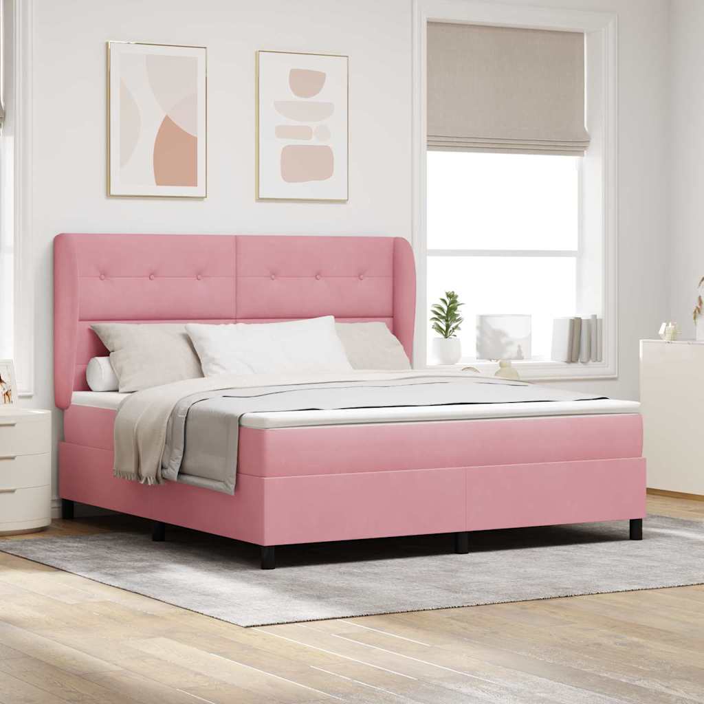 Boxspringbed met matras Roze 200 x 180 cm Fluweel is nu te koop bij PeponiXL, paradijselijk wonen!