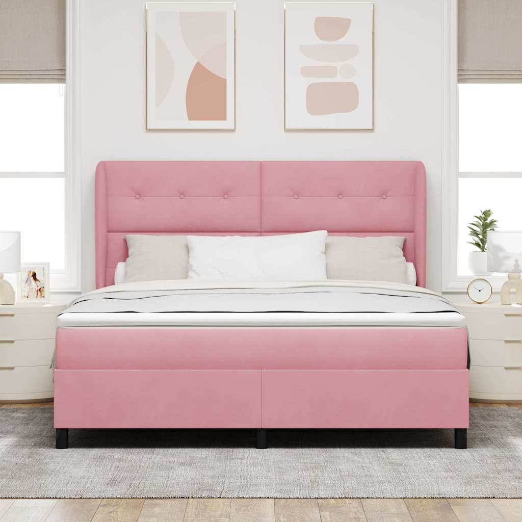 Boxspringbed met matras Roze 200 x 180 cm Fluweel is nu te koop bij PeponiXL, paradijselijk wonen!