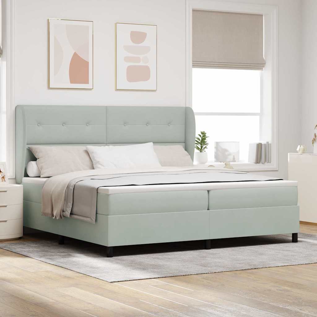 Boxspringbed met matras Lichtgrijs 200 x 200 cm Fluweel is nu te koop bij PeponiXL, paradijselijk wonen!