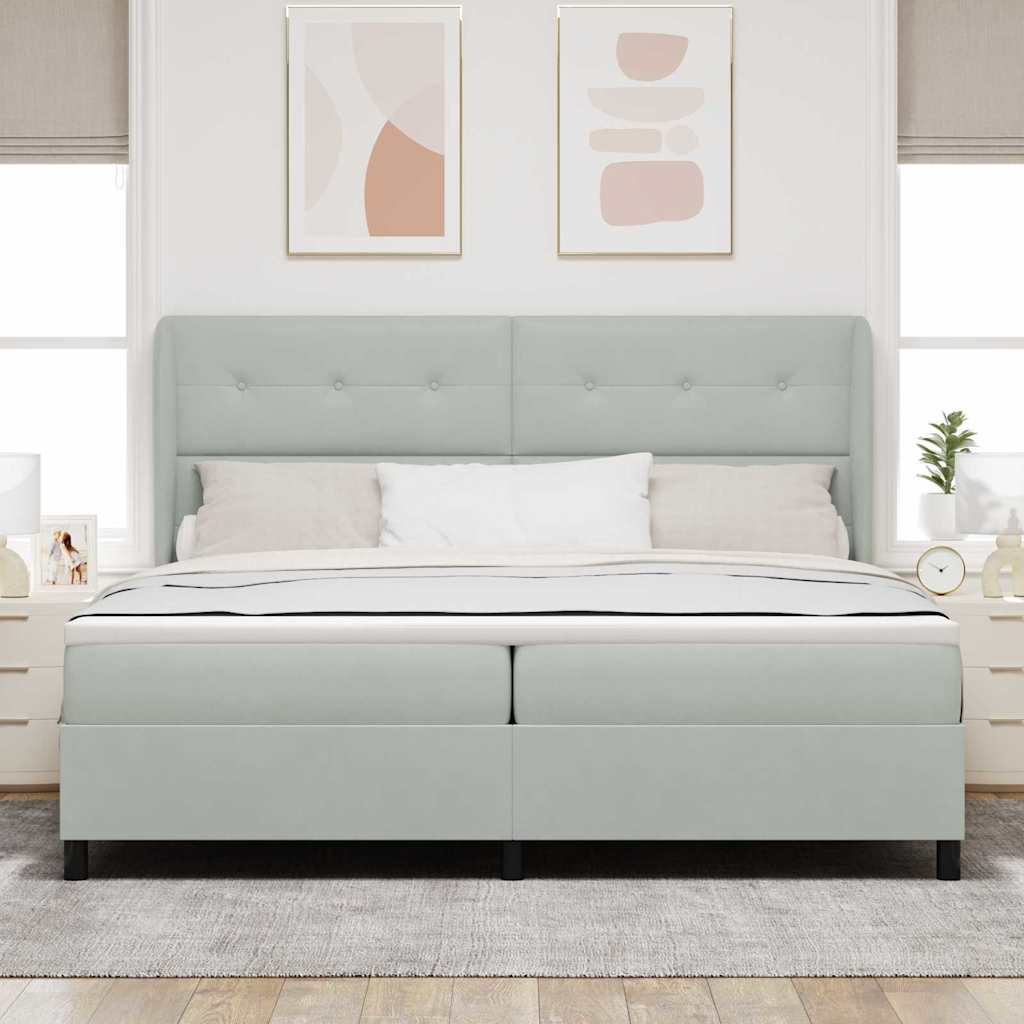 Boxspringbed met matras Lichtgrijs 200 x 200 cm Fluweel is nu te koop bij PeponiXL, paradijselijk wonen!