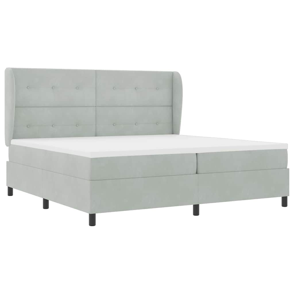 Boxspringbed met matras Lichtgrijs 200 x 200 cm Fluweel is nu te koop bij PeponiXL, paradijselijk wonen!