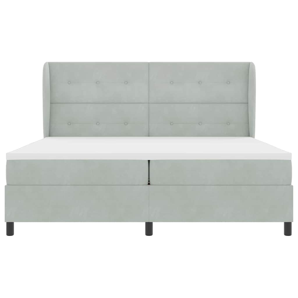 Boxspringbed met matras Lichtgrijs 200 x 200 cm Fluweel is nu te koop bij PeponiXL, paradijselijk wonen!