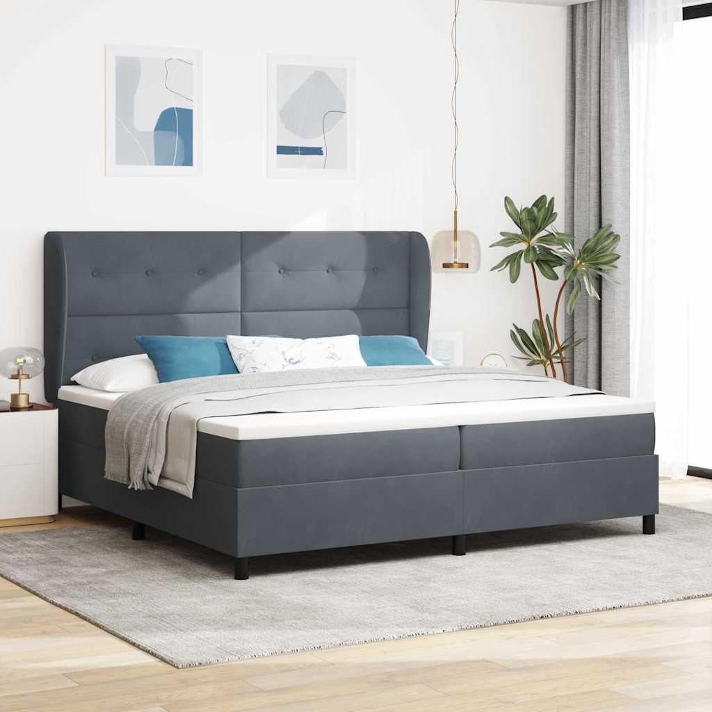 Boxspringbed met matras Donkergrijs 200 x 200 cm Fluweel is nu te koop bij PeponiXL, paradijselijk wonen!