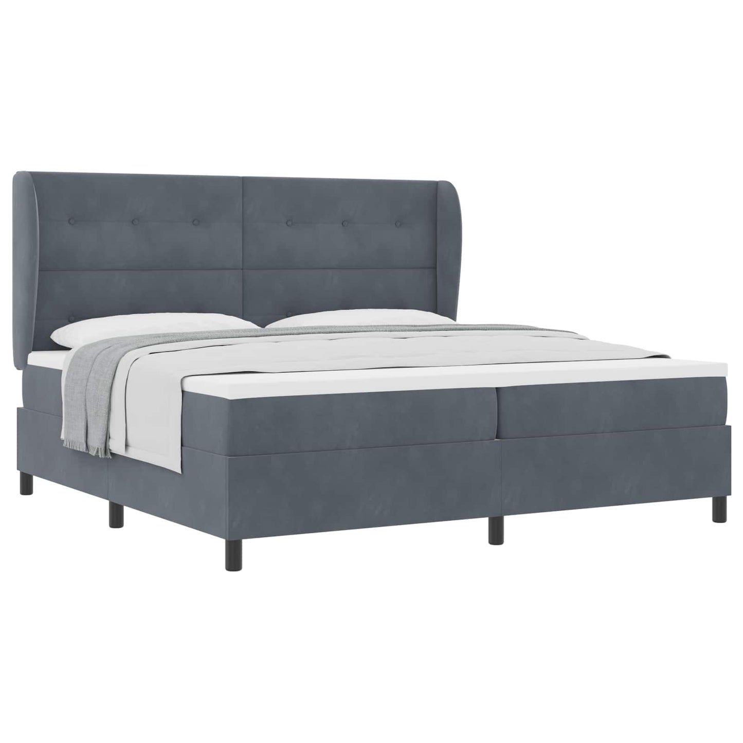 Boxspringbed met matras Donkergrijs 200 x 200 cm Fluweel is nu te koop bij PeponiXL, paradijselijk wonen!
