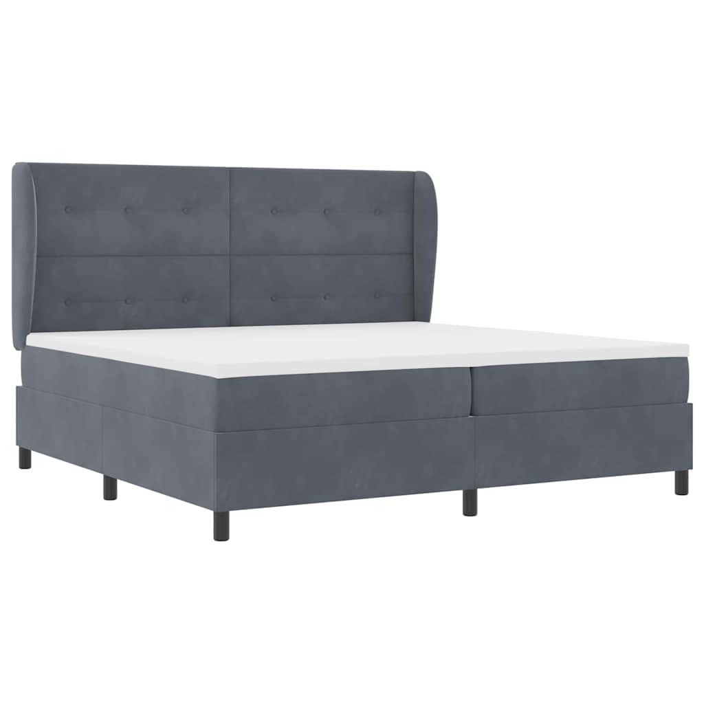 Boxspringbed met matras Donkergrijs 200 x 200 cm Fluweel is nu te koop bij PeponiXL, paradijselijk wonen!