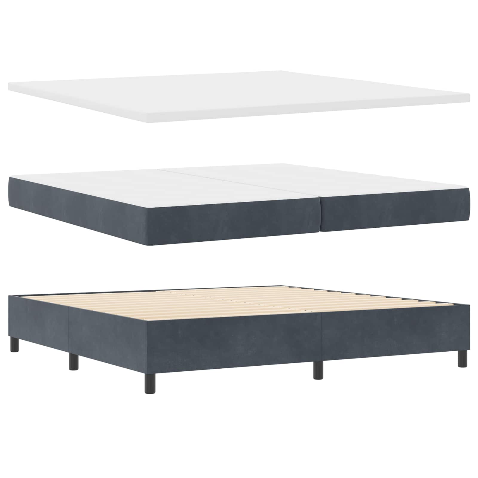 Boxspringbed met matras Donkergrijs 200 x 200 cm Fluweel is nu te koop bij PeponiXL, paradijselijk wonen!