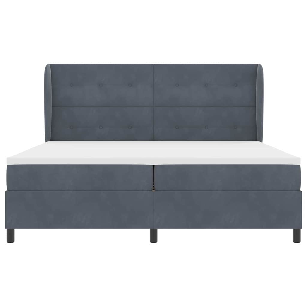 Boxspringbed met matras Donkergrijs 200 x 200 cm Fluweel is nu te koop bij PeponiXL, paradijselijk wonen!