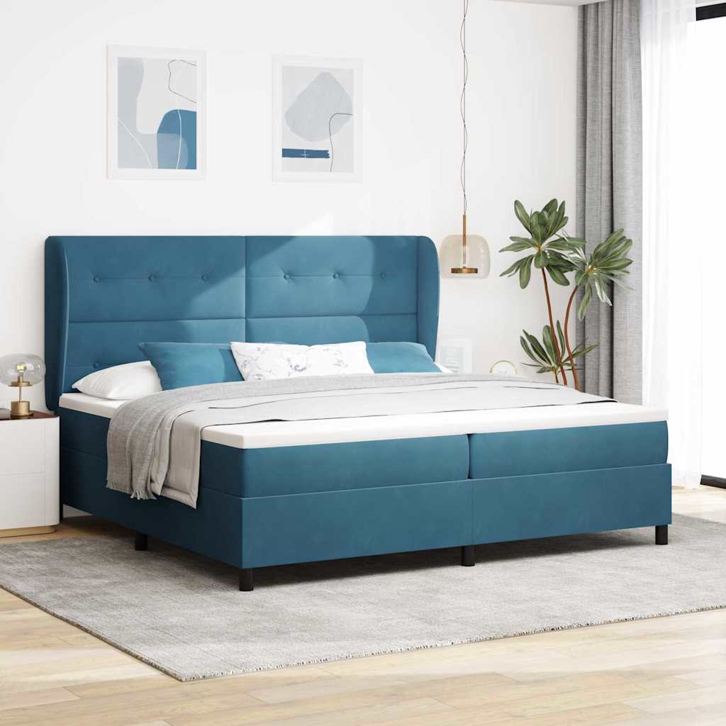 Boxspringbed met matras Donkerblauw 200 x 200 cm Fluweel is nu te koop bij PeponiXL, paradijselijk wonen!