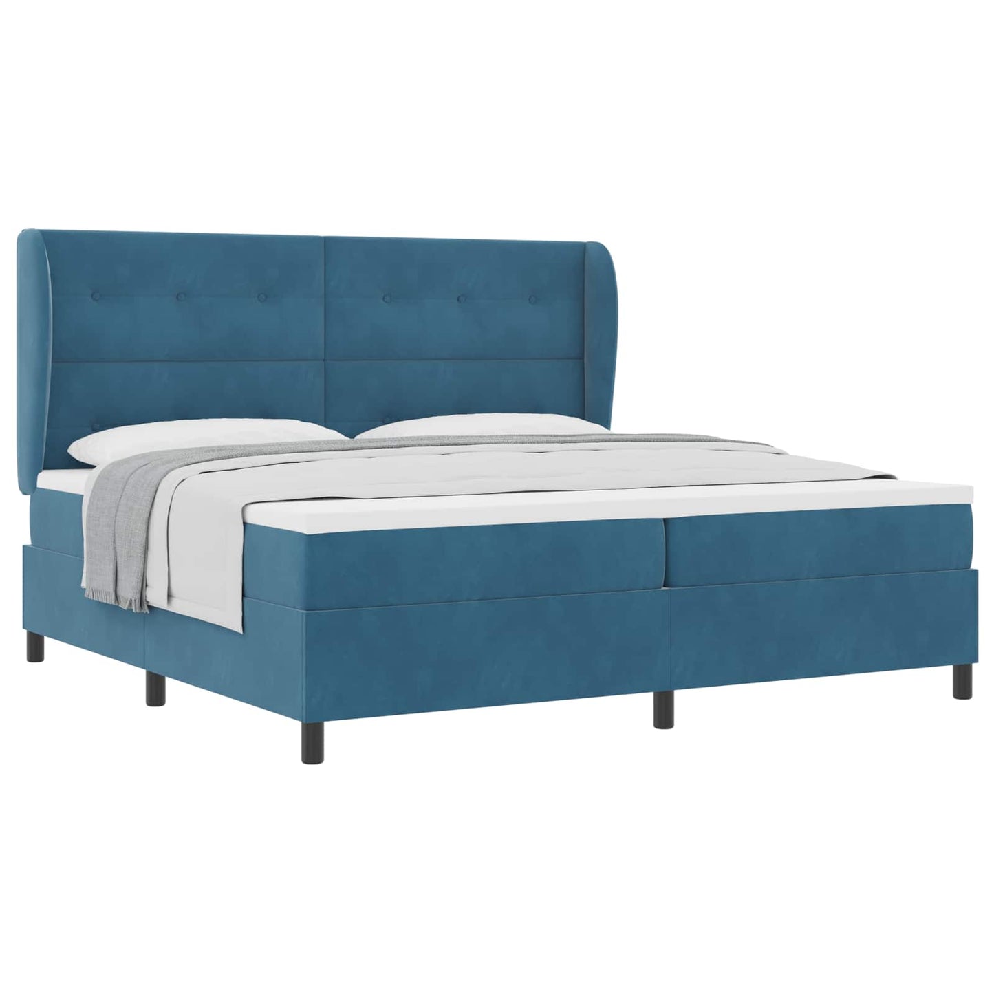 Boxspringbed met matras Donkerblauw 200 x 200 cm Fluweel is nu te koop bij PeponiXL, paradijselijk wonen!
