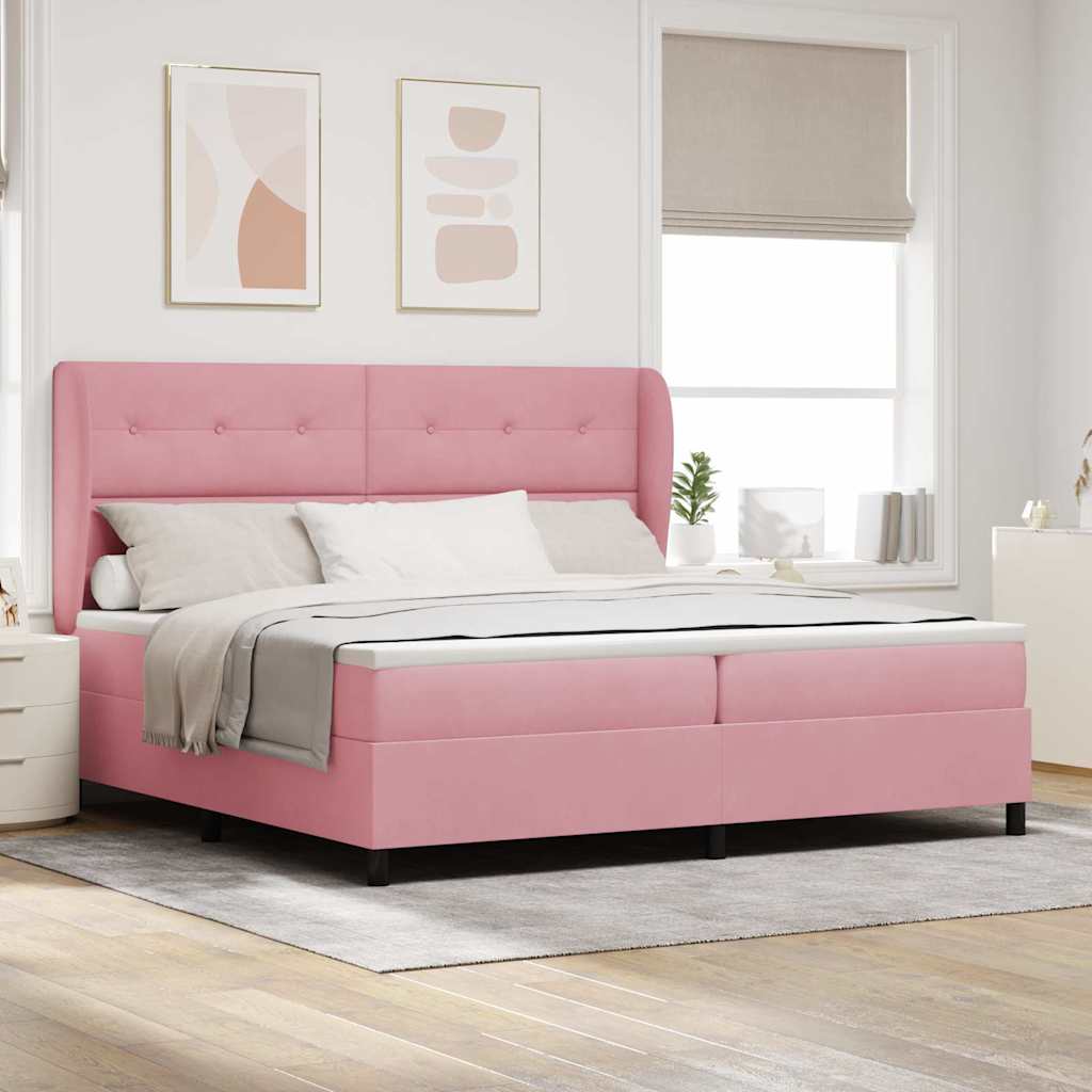 Boxspringbed met matras Roze 200 x 200 cm Fluweel is nu te koop bij PeponiXL, paradijselijk wonen!